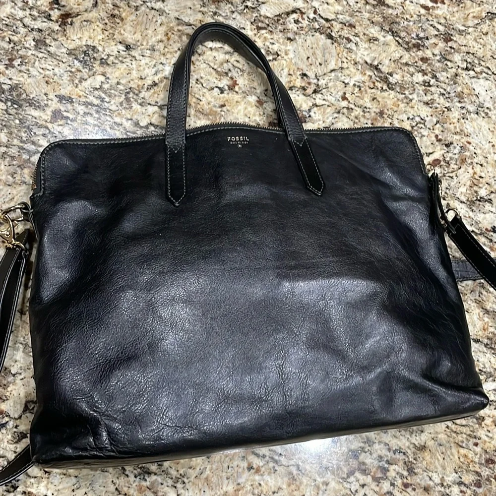 Fossil Shoulder/Laptop Bag Black Leather